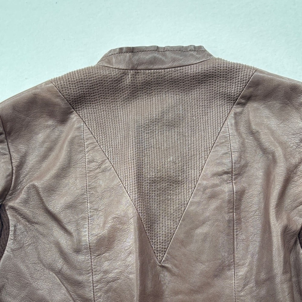 Veda Dark Brown Leather Jacket with Zipper Details - Picture 7 of 12